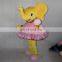 HI CE Attractive yellow elephant mascot costume with dress for sale
