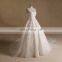 Noble Scoop Neck Corded Flowers Puff Aline Wedding Dress Long Train Sleeveless