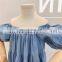 2020 New Girls Dress One-Shoulder Denim Ruff Sleeves Cotton Summer Girls Dresses
