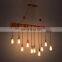 Industrial Wooden Rectangle Shape Pendant Light 8/10 Heads Decorative Hanging Lamp For Bar Home