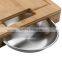 Rectangular Multifunctional Kitchen Bamboo chopping Cutting Board With Stainless Steel Bowls Compartments Container Drawers