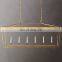 19TH C. ENGLISH OPENWORK RECTANGULAR Brass Glass Modern LED Ceiling Chandelier, Simple Home Decor for Living Room and Restaurant