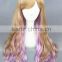 High Quality 65cm Medium Long Wave Blond&Purple Color Mixed Lolita Wig Synthetic Anime Wig Cosplay Hair Wig Party Wig