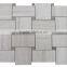 Basket wave white wooden grain marble mosaic with athens gray