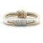 Creamy White Braided Sheepskin Bangle Stainless Steel Buckle Bracelet