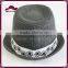 Women's Classic Paper Straw Fedora with Embroidered Flower Band