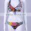 Classy peacock pattern sex girl silk bikini swimsuit skirt