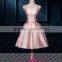 K132 A Line round collor ace up sleeveless short formal satin cocktail dress party dress