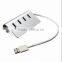 New Portable USB 3.0 4 Port Aluminum USB Splitter Hub With USB Cable
