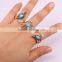 New Style Gold Design Ring, Pave Crystal Zircon Turquoise Stone Rings