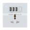 High speed charging 2016 universal household wall socket with 3 usb port