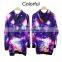 Custom New Fashion Womens Space Starry Top Jumper Top Hoodie Coat Plain Sweatshirt Sweats