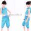 Hotsale sleeveless boys girls Ballroom kids Jazz dance costumes with hood sequin