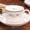 Haonai high quality porcelain coffee mug and saucer with golden rim