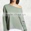 100% Cotton Long Sleeves Boat Wide Neck Oversized Sweatshirt Sweaters For Women