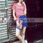 The new model fashion pure color hollow out tops short sleeve joker leisure double-deck shirts for women
