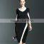 Exquisite ladies 3/4 sleeve draped package hip elastic one piece dress