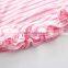 High quality Summer soft baby top Ruffle bottom cut design baby clothes Knit cotton striped girl top