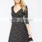 Regular Fit Spot Print Wrap Design Maternity Clothes for Nursing