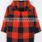 Kids Red and Black Cotton Large Checked Pattern Jacket Parka