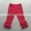 2017 Wholesale solid color 100% cotton knit triple ruffle icing pants baby leggings