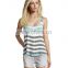 Wholesale Button Front Jersey Knit Girls Sleeveless Striped Tank Top