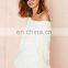 Drop shoulder deep V-neck at back woman knitted wool sweater