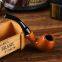 150mm Length wooden resin short tobacco pipe with yelllow solid wood bending head for smoking