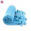Home Bed Couch Knitted Coral Fleece Throw Pompom Baby Blanket with Best Price Blanket in China