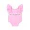 2019 New Arrival Boutique Pure Pink designer back Flutter Sleeve baby romper Wholesale Price baby jumpsuit