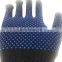 7G Dark Blue Color Anti Slip Cheap Knitted Double Side PVC Dotted Cotton Glove