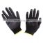 HYSAFETY 13 gauge knitted black nylon pu dipped free working gloves for construction