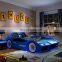 Popular Fashion Wholesale leather bed Modern LED light children bed Cute race car shape baby bed Top-quality
