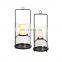 K&B wholesale designs Nordic metal black iron frame glass outdoor candle holder tealight lantern candlestick