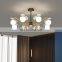 Nordic Modern Living Room Bedroom Golden Pendant Light Iron Glass LED Chandelier White Glass Hanging Lamp