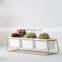 Modern Simple Style Iron Frame Rectangle Ceramic Three Pots Ins Green Plants Succulent Creative Flower Pot Set