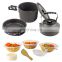 Aluminum Outdoor Camping Cookware Set Portable Teapot and Pans Set for Backpacking Hiking Picnic