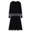 Lady's Knitted A-Line Dress with Long Sleeves Sexy Solid Color Breathable Cashmere Natural Waist Knee-Length Spring Fall Seasons