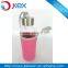 clear glass water bottle with neoprene ponch