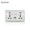 wall switch manufacture BS standard glass panel 2 gang 13A electrical socket
