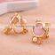 Cute pearl Gold Plated Bowknot Opal Cat Dog Stud Earring happy back