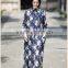 flapper Rural floral print mum plus size long sleeve cotton maxi dress