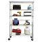 5-Tier CE 48" x 18" x 72" Outdoor Gray Wire Shelving Rack w/Wheels