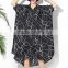 Summer 2016 European Style Big Size Knee Length Shirts Geometric Pattern Loose Long Black Chiffon Dresses                        
                                                Quality Choice