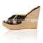 2016 Black Designer Wedges Sandals Big Size Wedge Slippers for High Fashion Ladies