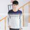 Mens long sleeve s T shirts with stripe &customer brand v neck T shirts