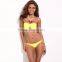 In Stock! RELLECIGA Jungle Jewel Fashion Bandeau Bikini Swimwear - Classic Solid Yellow With 1/2 Mild Push-up Cup