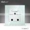 2015 China New Products Wallpad Luxury White Crystal Glass 1 Gang 3 Pin 15A UK Outlet Wall Light Electric Switch Socket
