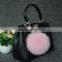 Fashion Design Factory Wholesale fox Fur Pompoms Keychain Lovely Keychain for handbag/car