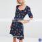 clothing manufacturers 3/4 sleeve sweetheart neckline floral print fashion dress